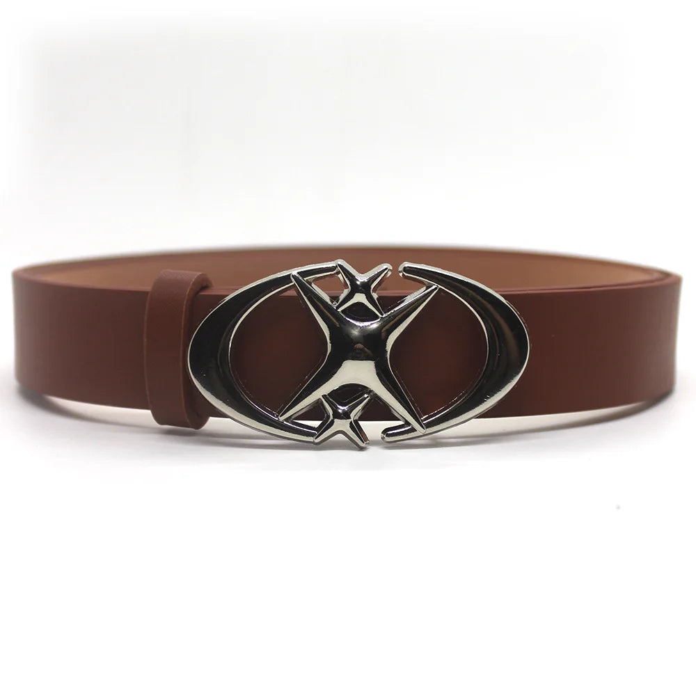 Vintage Y2K Punk Cross & Star Buckle Belt Belt Lunarity Garage Brown 105cm