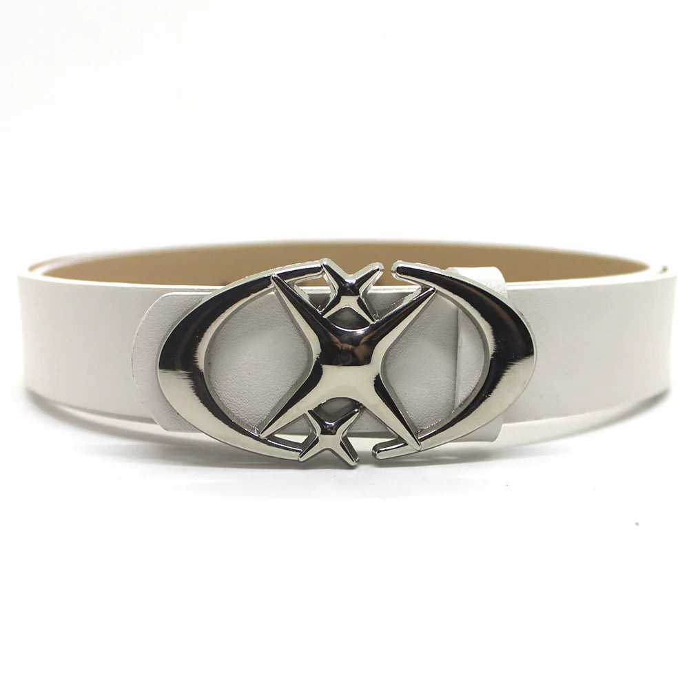 Vintage Y2K Punk Cross & Star Buckle Belt Belt Lunarity Garage White 105cm