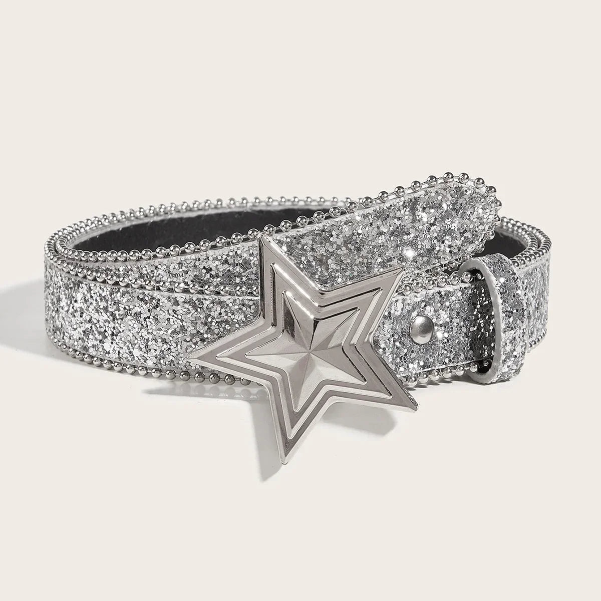 Y2K Star & Moon Rhinestone Buckle Belt Belt Lunarity Garage Silver 103CM