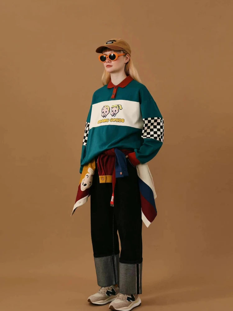 Chic Y2K Cartoon Embroidered Graphic Pullover Sweatshirts Lunarity Garage   