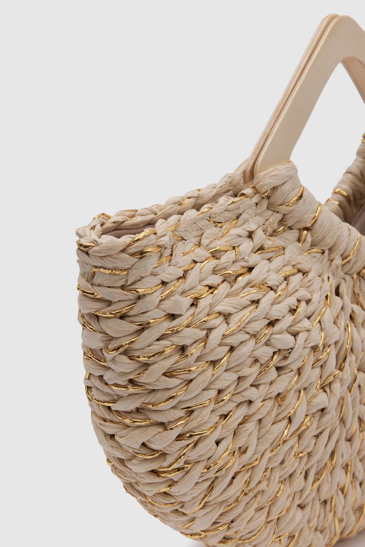 Vanos Wooden Handle Gold Detailed Straw Bag bag LUNARITY GARAGE   