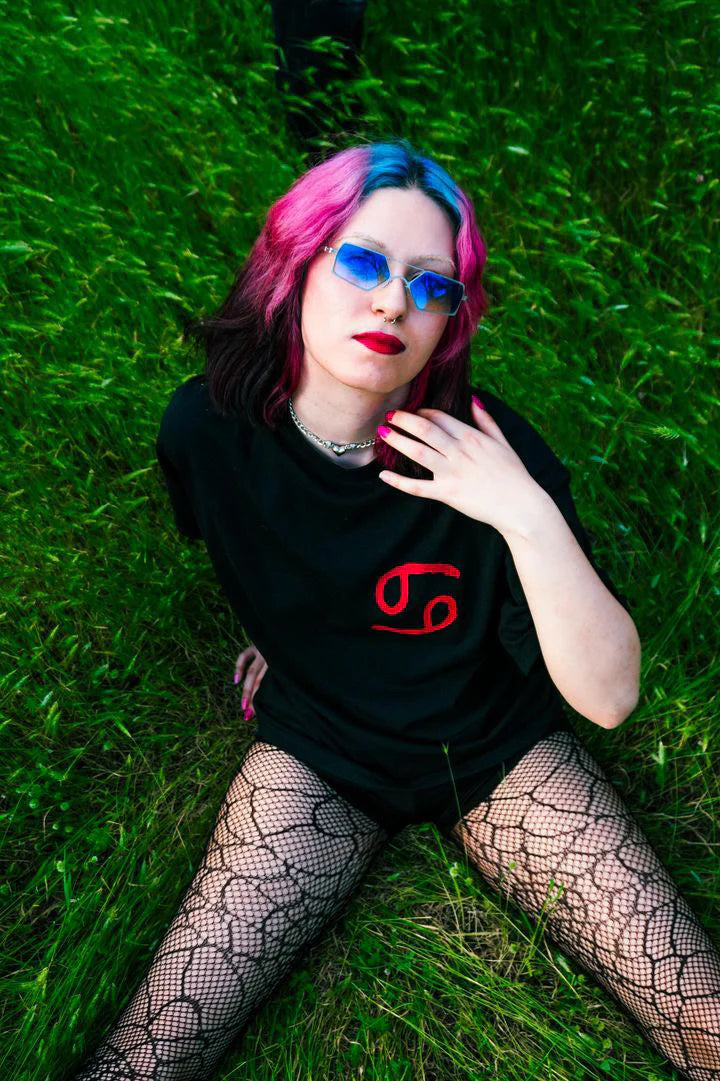 Astrology Series Cancer Zodiac Sign Oversized T-Shirt t shirt LUNARITY GARAGE