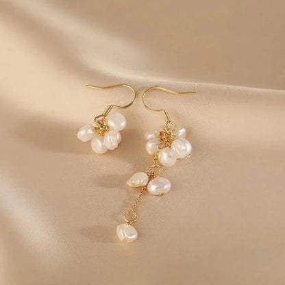 Trendy Asymmetrical Freshwater Pearl Tassel Earrings Earrings Lunarity Garage   