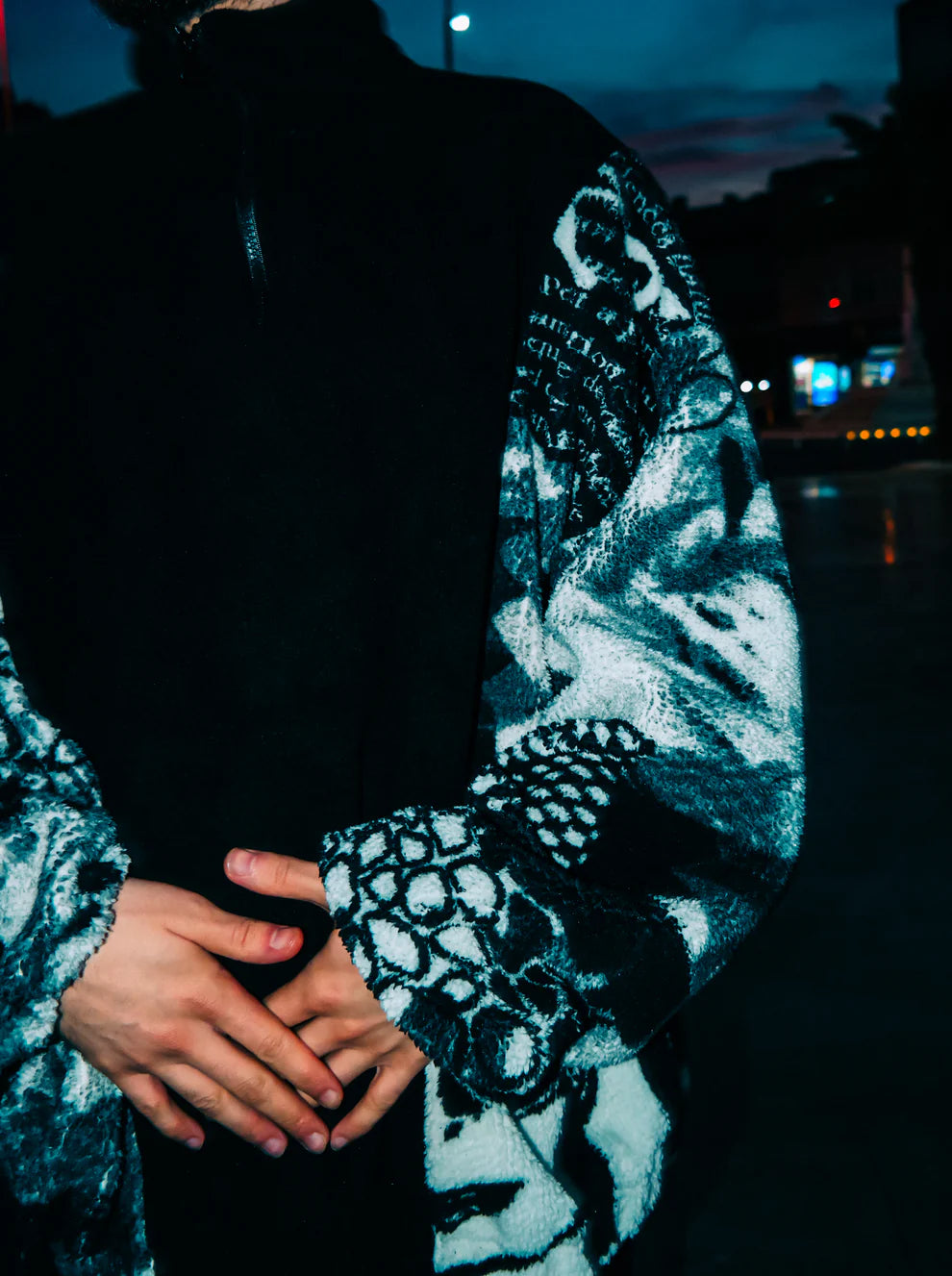 Polar Whow Black Cartoon Zipper Sweatshirt Fleece Balloon Sleeves Oversize Kangaroo Pocket sweatshirt LUNARITY GARAGE