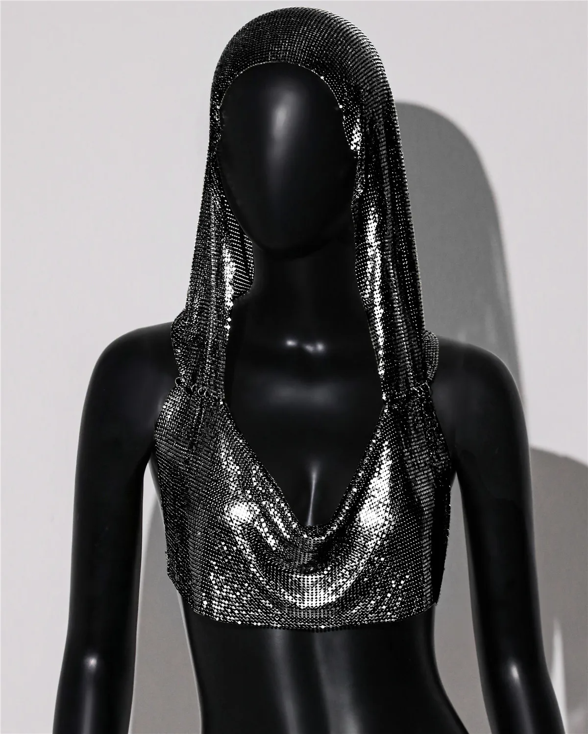 Streetwear Metal Sequins Women Tank Top crop top LUNARITY GARAGE One Size Black