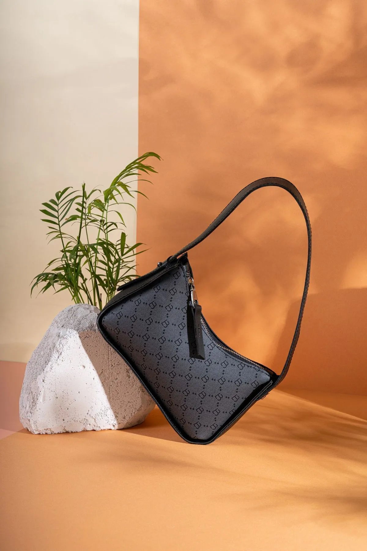 Classic Patterned Baguette Women's Hand and Shoulder Bag baguette bags LUNARITY GARAGE Gray