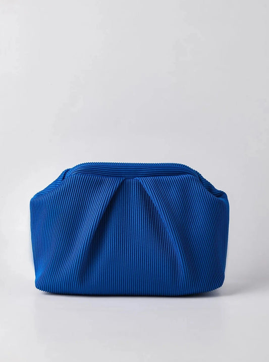 Elegant Navy Pleated Clutch Handbag clutch LUNARITY GARAGE Blue  