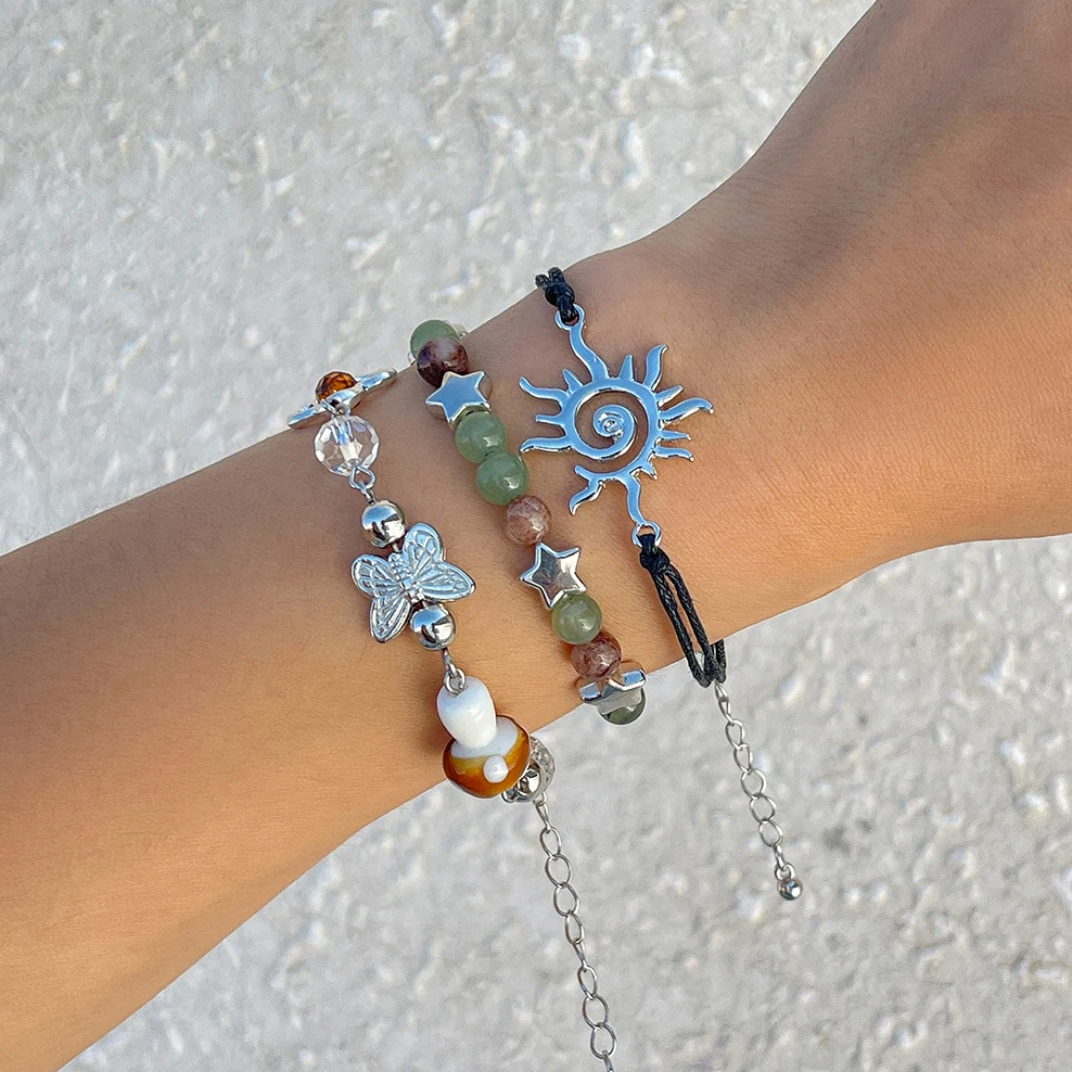 Boho Flower Bead Charm Bangles bracelets LUNARITY GARAGE