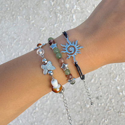 Boho Flower Bead Charm Bangles bracelets LUNARITY GARAGE   