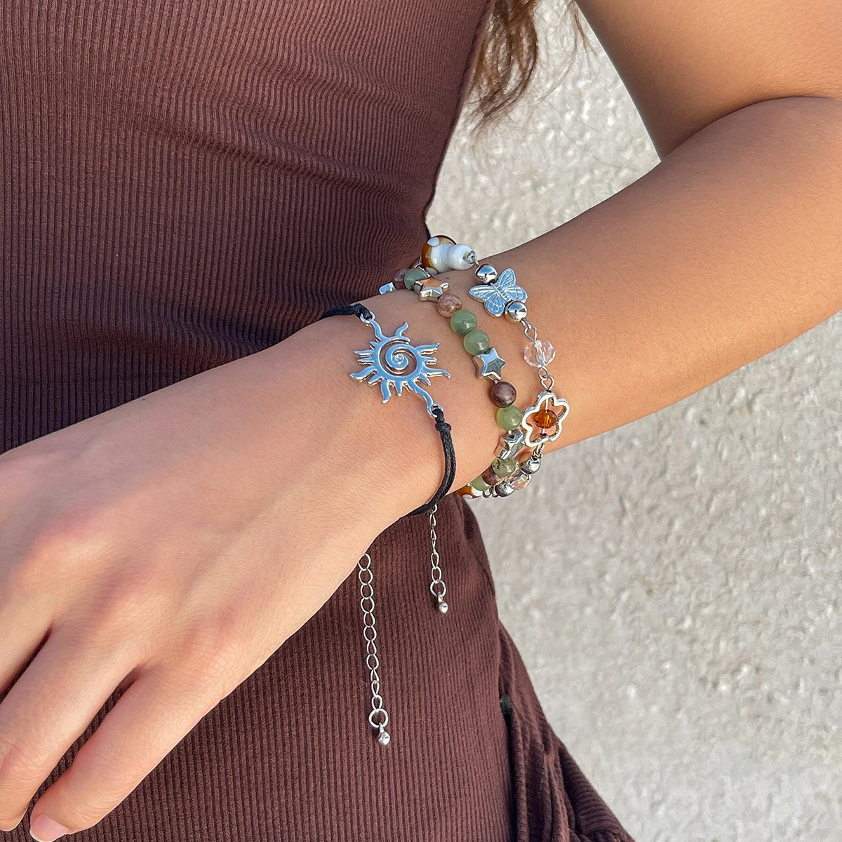Boho Flower Bead Charm Bangles bracelets LUNARITY GARAGE