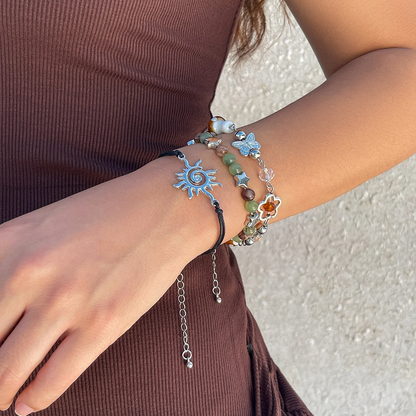 Boho Flower Bead Charm Bangles bracelets LUNARITY GARAGE   