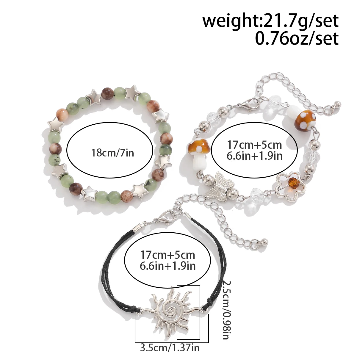 Boho Flower Bead Charm Bangles bracelets LUNARITY GARAGE