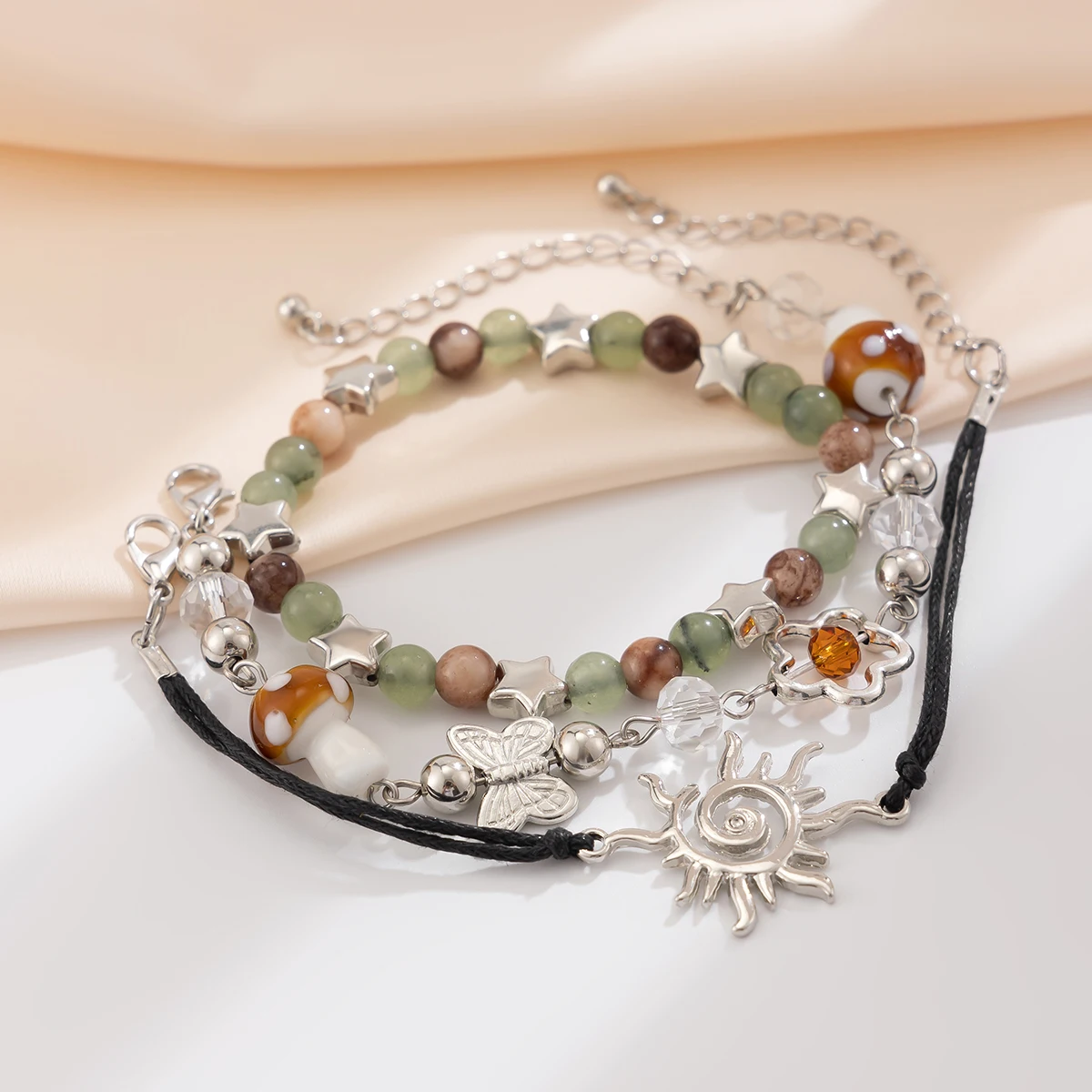 Boho Flower Bead Charm Bangles bracelets LUNARITY GARAGE