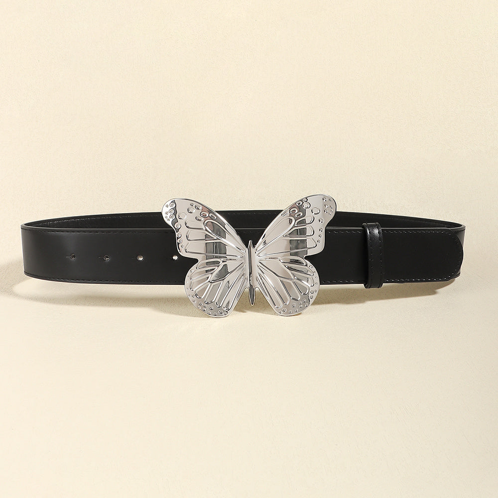 Women's Metal Large Butterfly Belt Simple Vintage Belt Sweet Trend Accessory belt LUNARITY GARAGE BLACK  