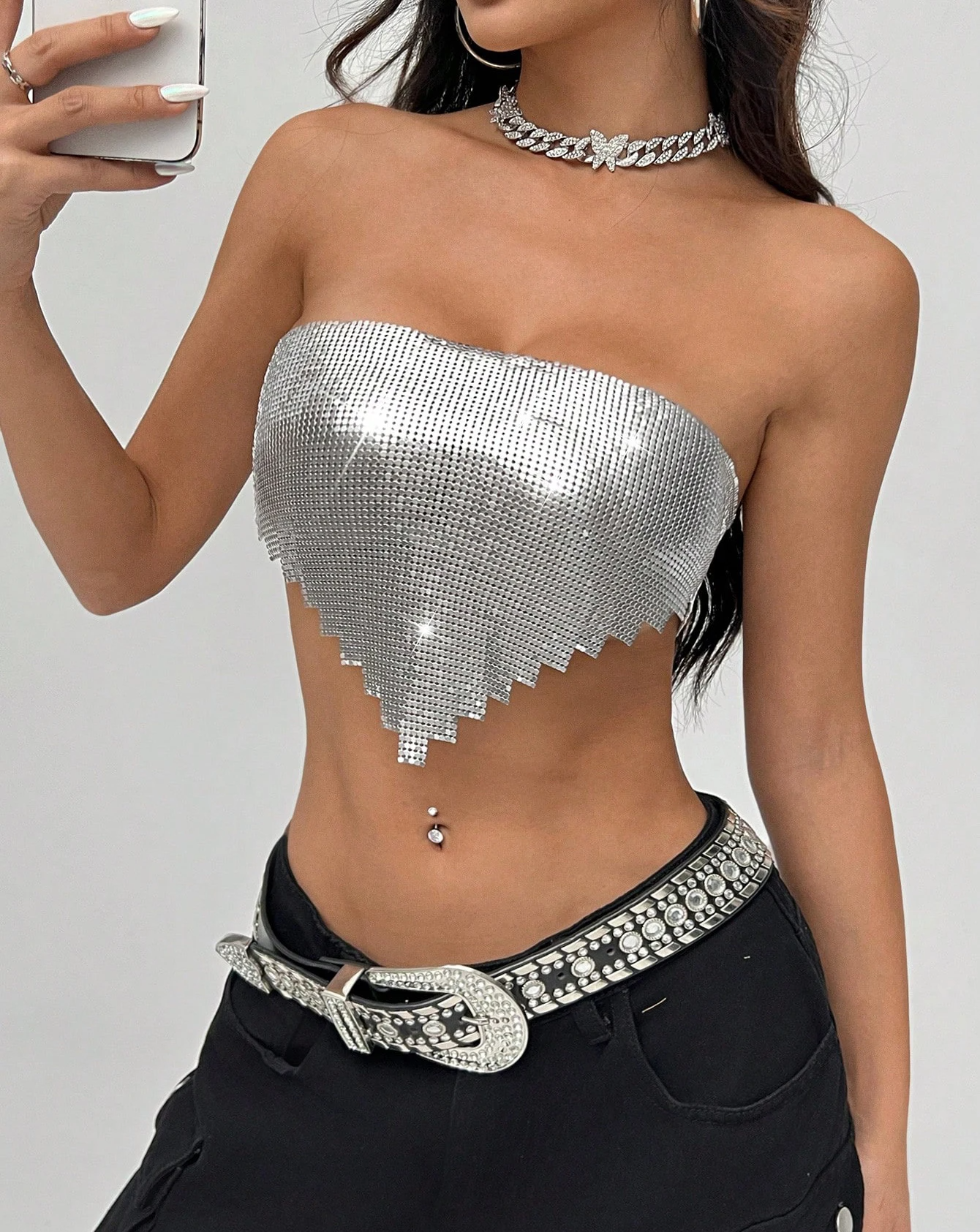 Chic Metal Sequins Party Tank Top crop top LUNARITY GARAGE S