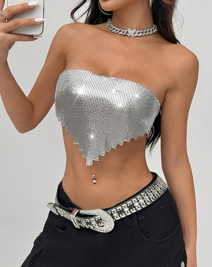 Chic Metal Sequins Party Tank Top crop top LUNARITY GARAGE S  