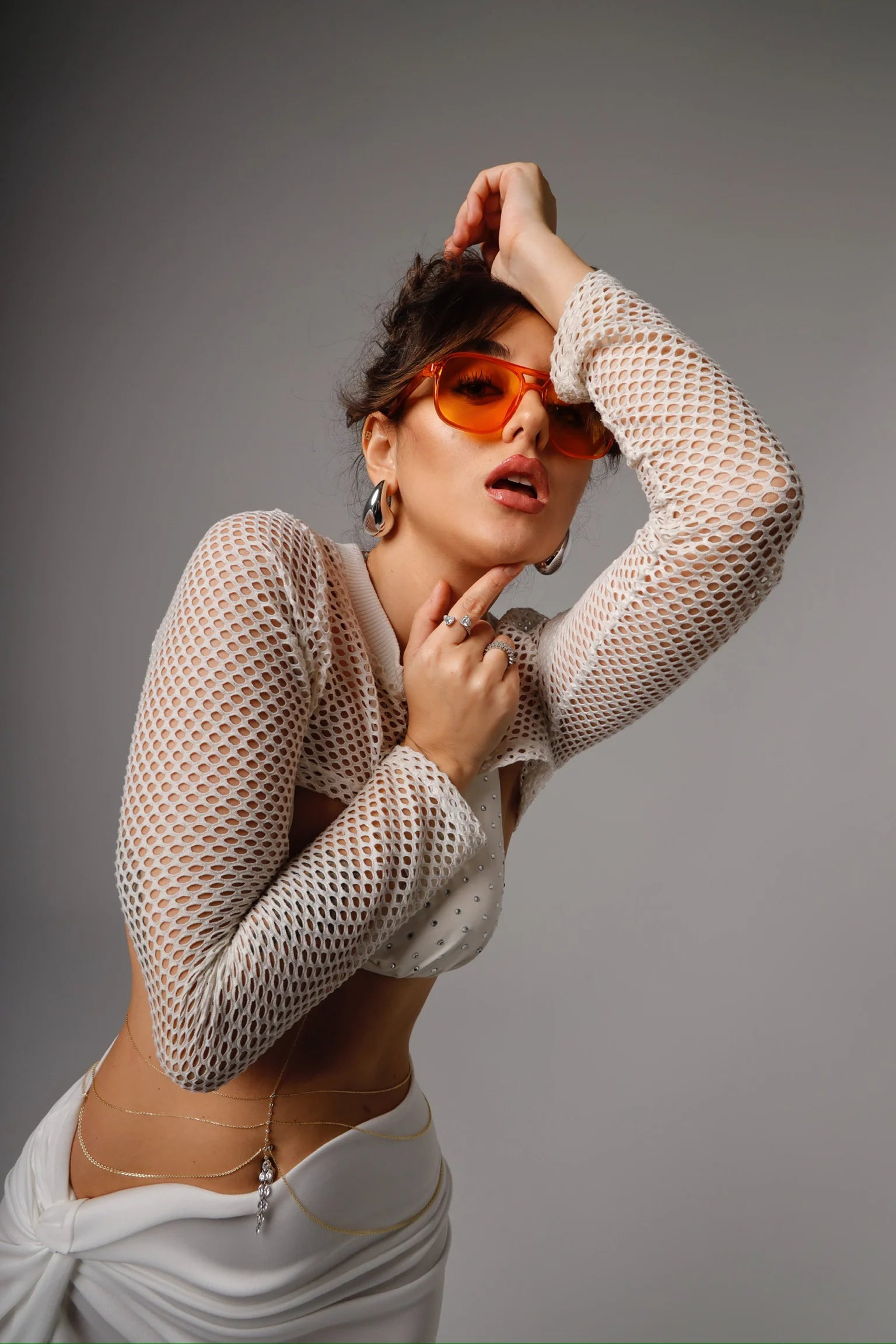 Cream Net Bolero & Summer Fishnet Trousers Set - Chic and Breezy Summer Outfit Outfit Set LUNARITY GARAGE