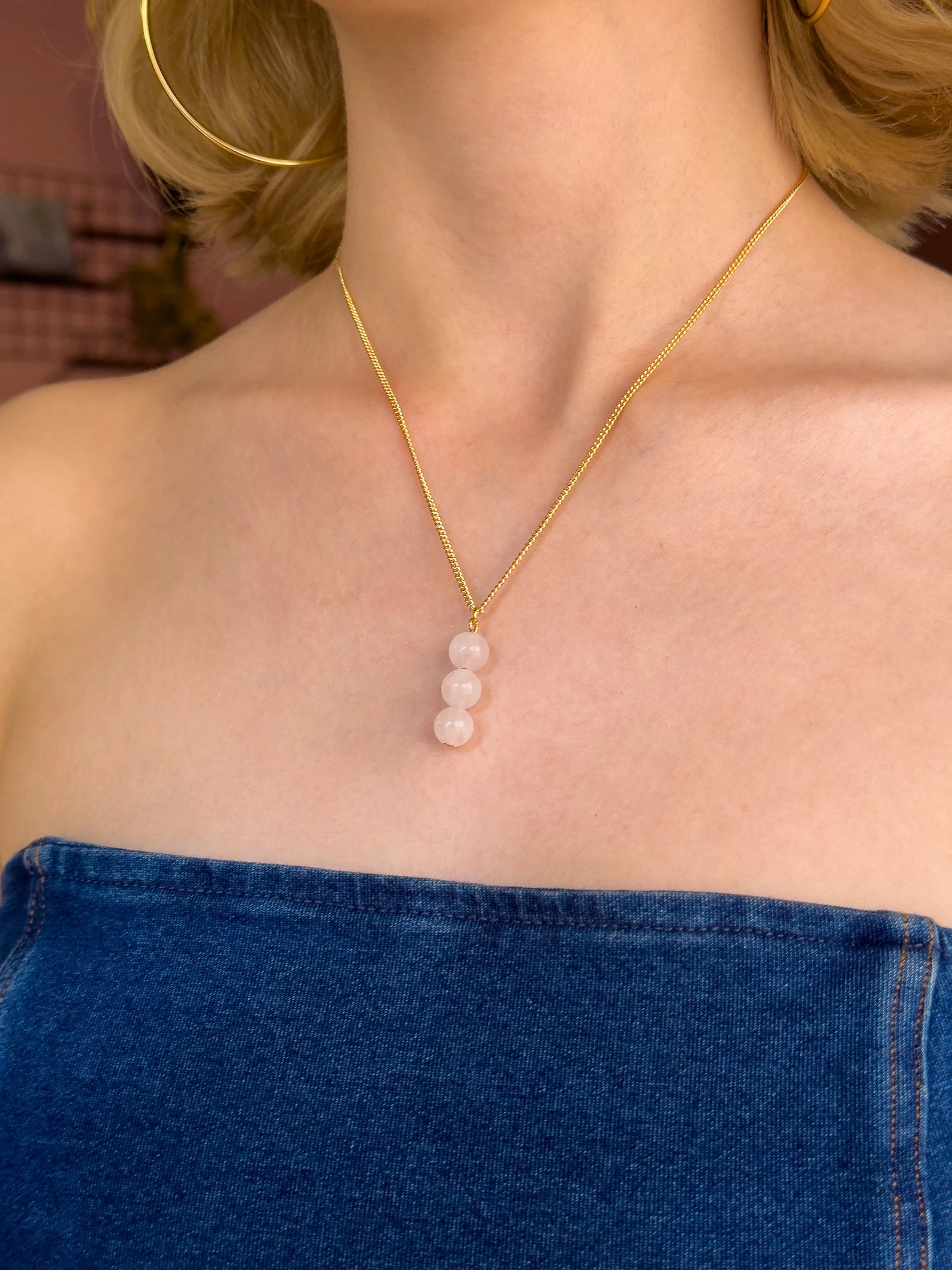 Minimalist Rose Quartz Necklace necklaces LUNARITY GARAGE