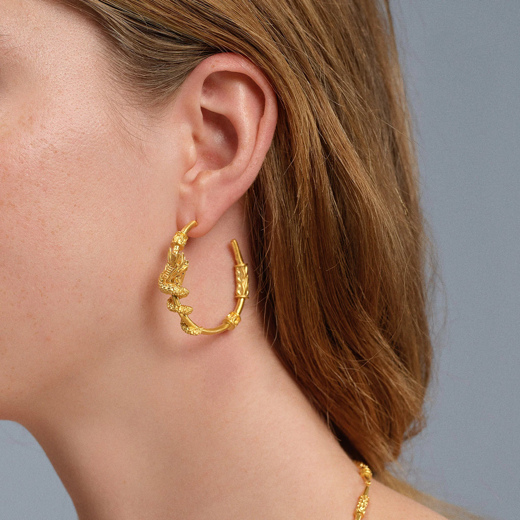 Dragon Wrapped Earrings - Gold Plated Bronze Earrings LUNARITY GARAGE
