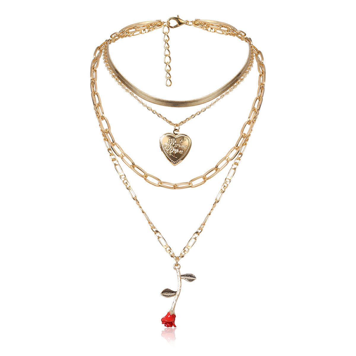 Creative Rose Geometric Open Peach Heart Necklace necklaces LUNARITY GARAGE