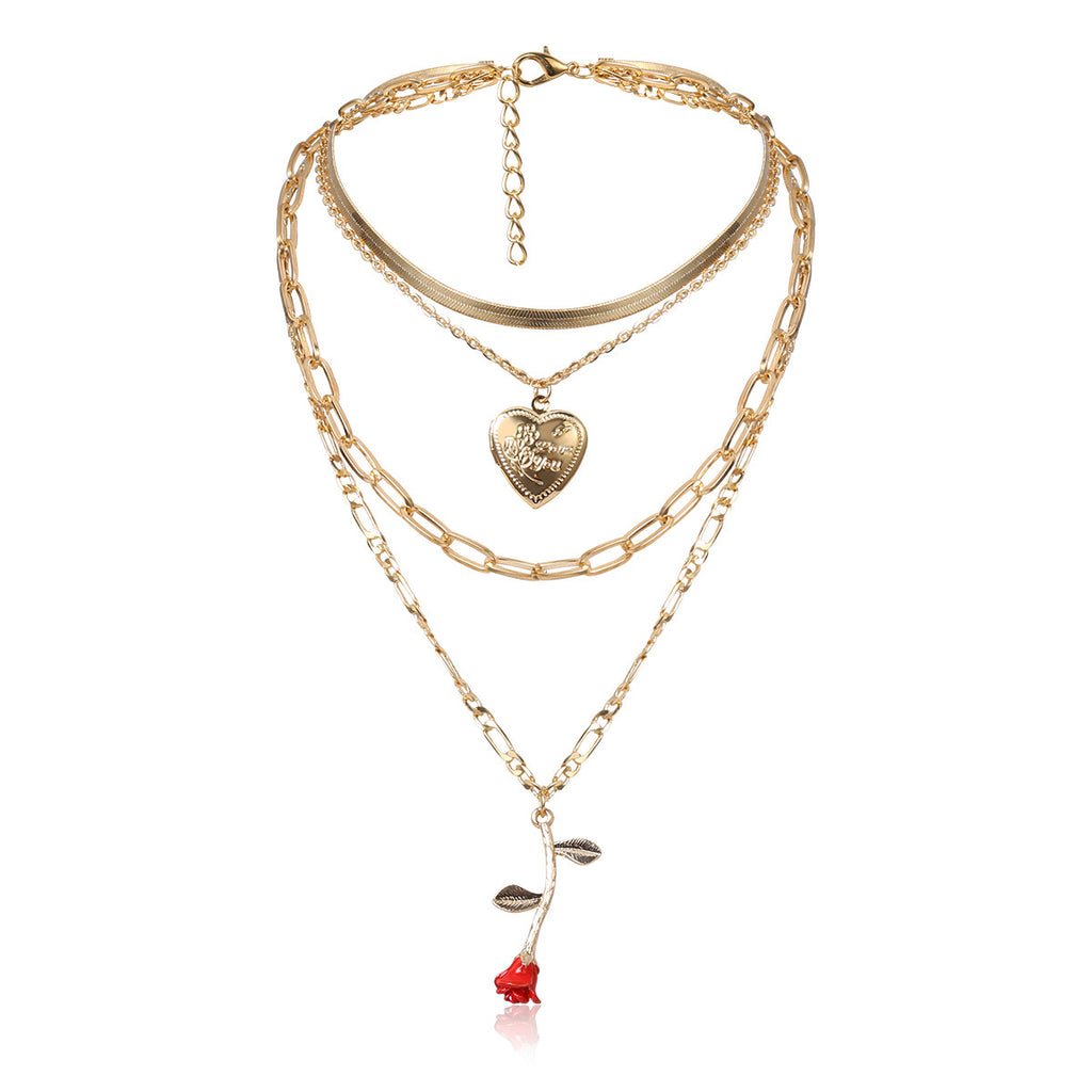 Creative Rose Geometric Open Peach Heart Necklace necklaces LUNARITY GARAGE   