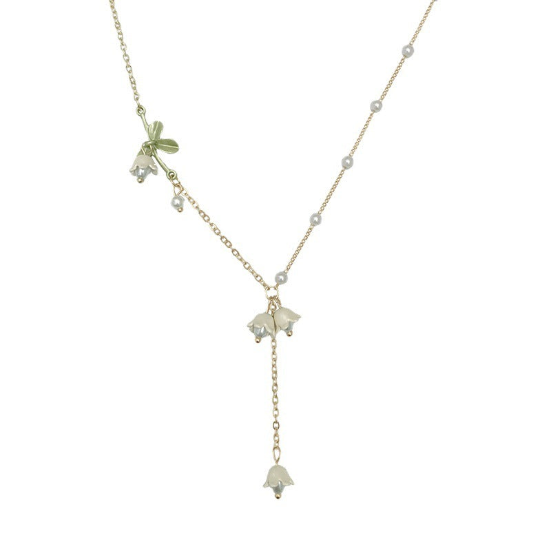Lily Of The Valley Pearl Necklace White Fairy Flower Summer Body Jewelry LUNARITY GARAGE   