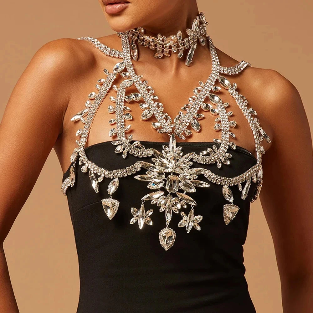 Exaggerated Crystal Body Chain Bra Vest Body jewelry Lunarity Garage Default Title