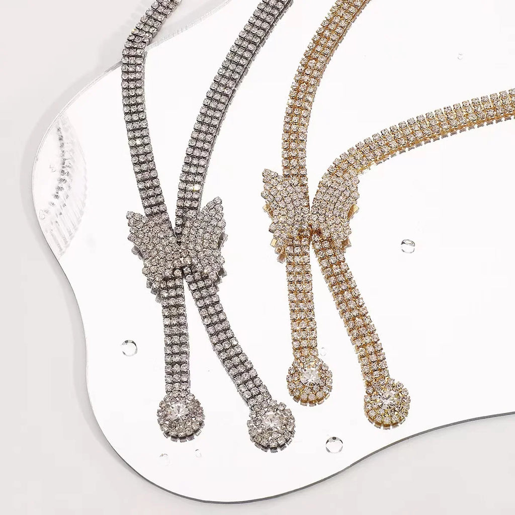 Luxury Rhinestone Butterfly V-Shaped Choker Necklace Necklace Lunarity Garage   
