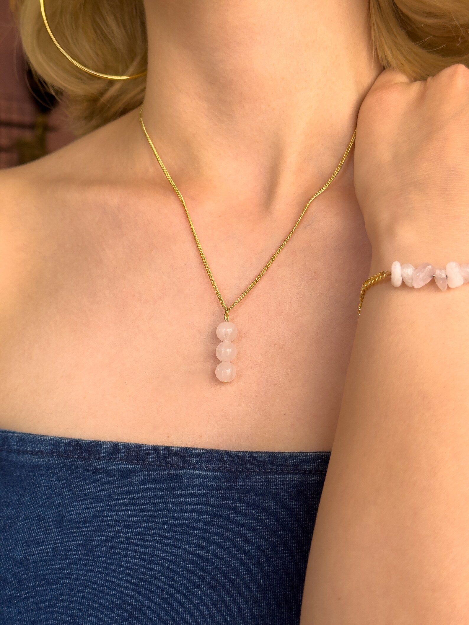 Minimalist Rose Quartz Necklace necklaces LUNARITY GARAGE