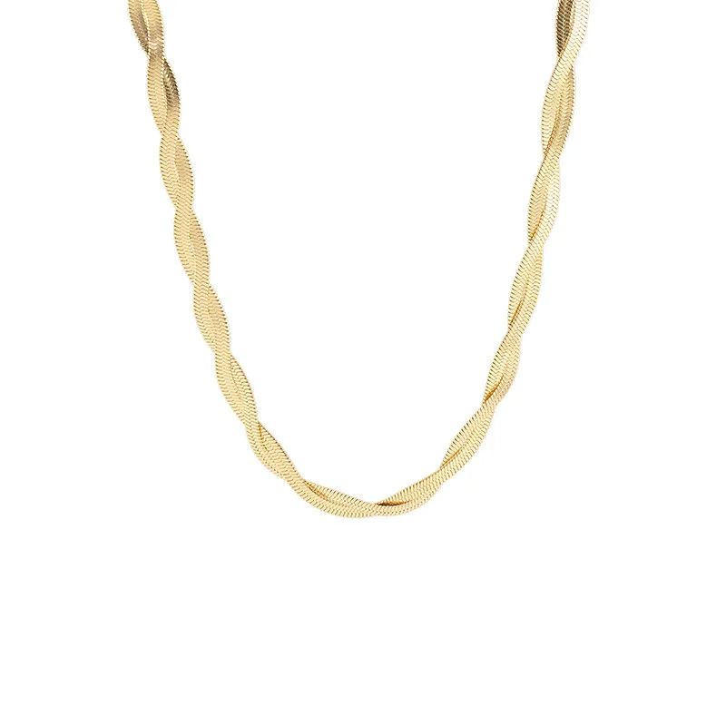 Golden Herringbone Braided Necklace & Bracelet Set set LUNARITY GARAGE   