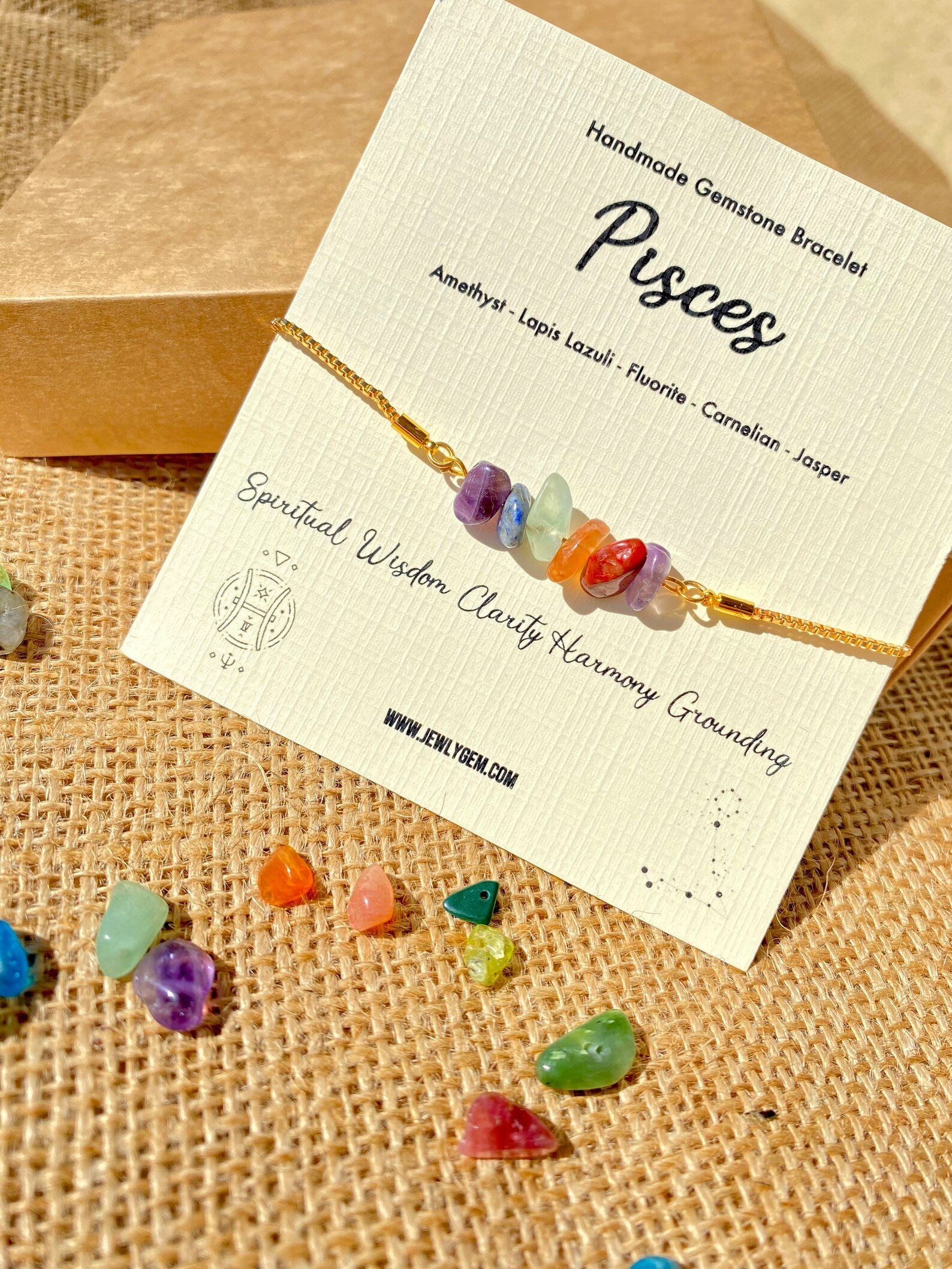 Pisces Zodiac Gemstone Bracelet zodiac bracelets LUNARITY GARAGE   