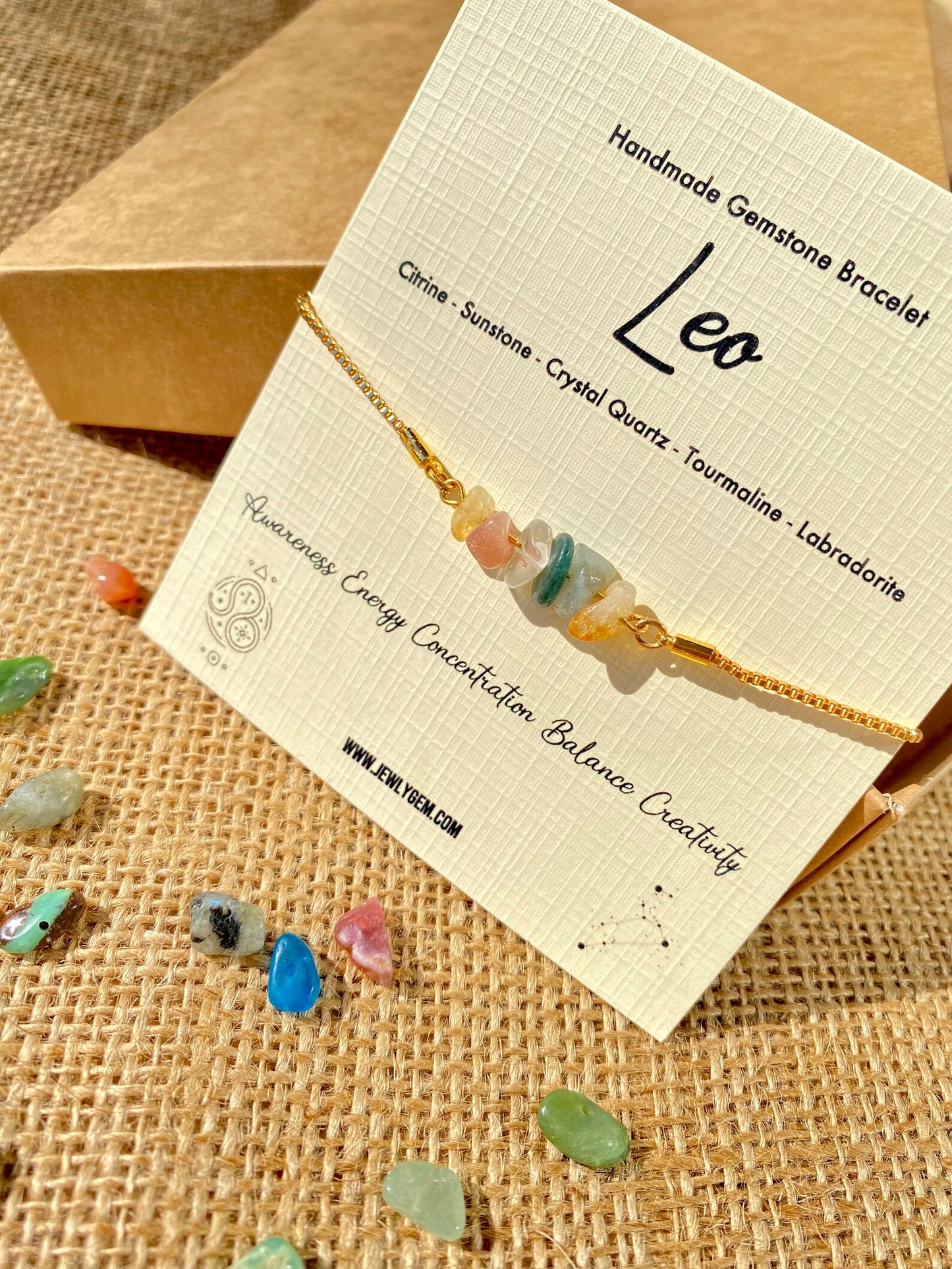 Leo Zodiac Gemstone Bracelet zodiac bracelets LUNARITY GARAGE Gold  