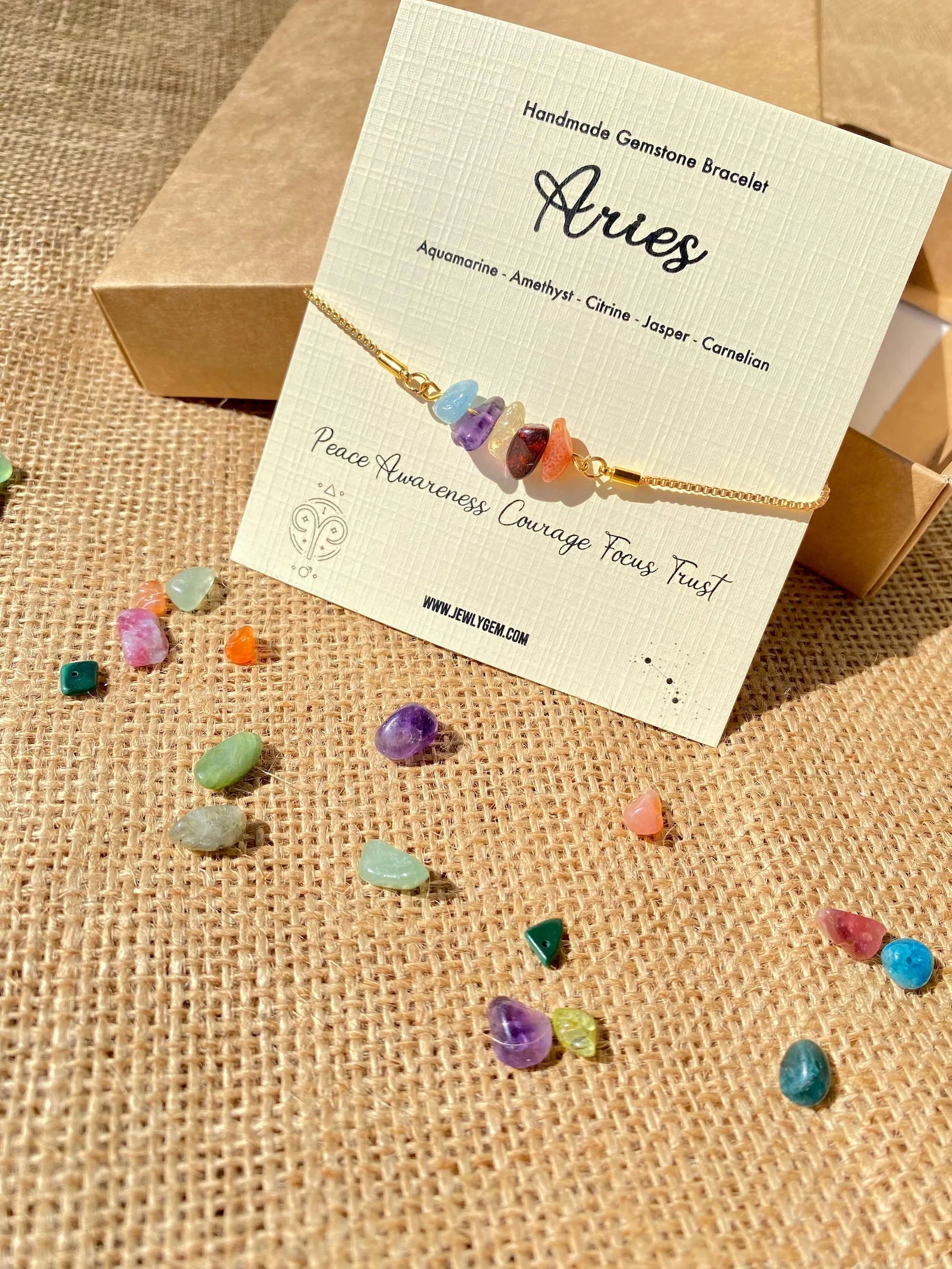 Aries Zodiac Gemstone Bracelet zodiac bracelets LUNARITY GARAGE