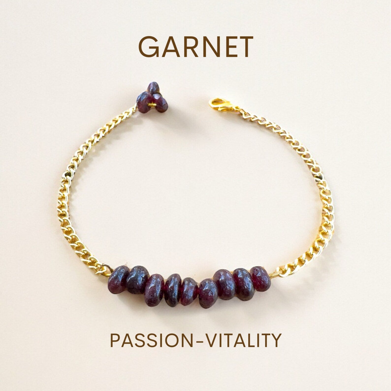 Handmade Garnet Bracelet gemstone bracelet LUNARITY GARAGE Gold Bold
