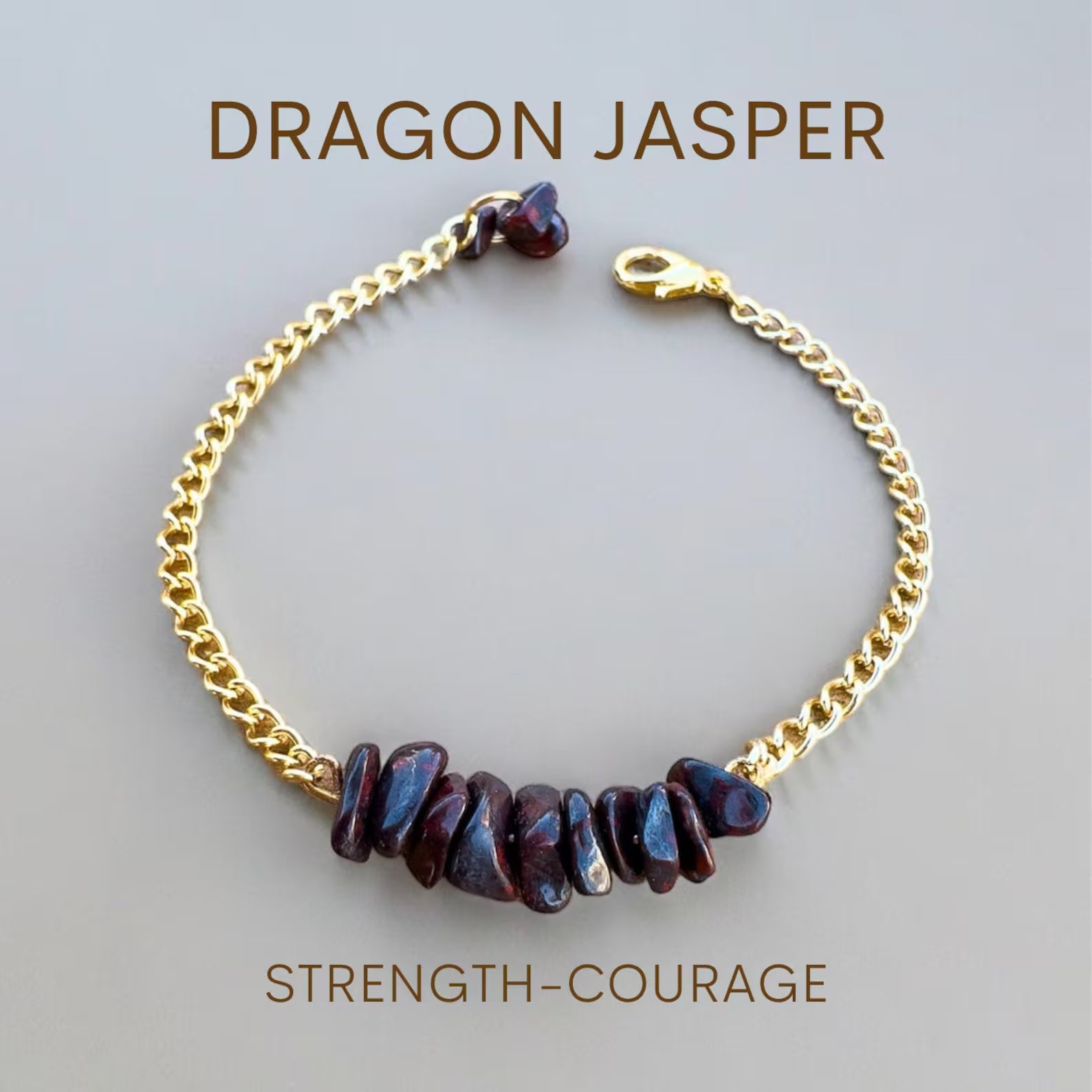 Handmade Dragon Jasper Bracelet gemstone bracelet LUNARITY GARAGE Gold Bold