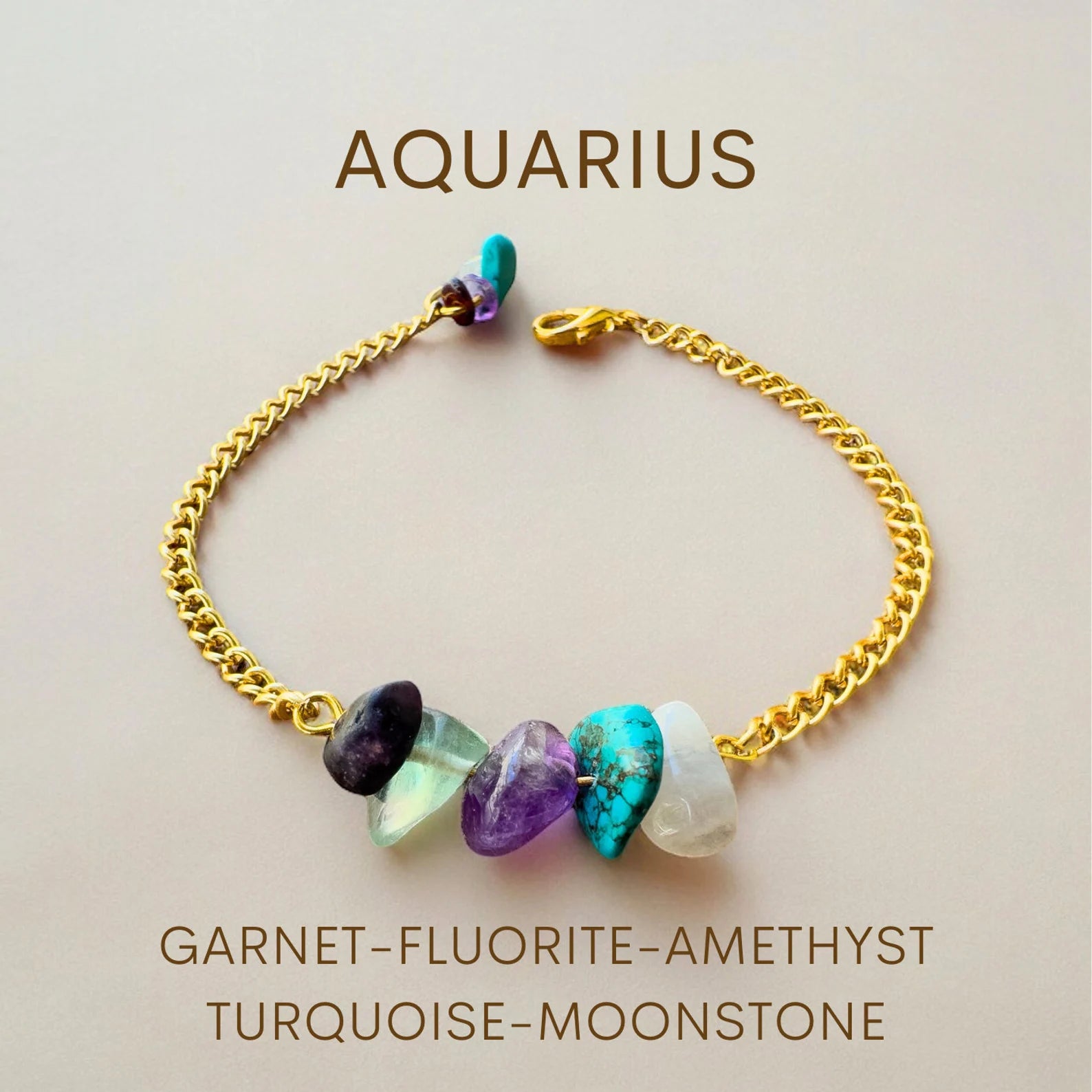 Aquarius Zodiac Bracelet zodiac bracelets LUNARITY GARAGE Gold Bold  