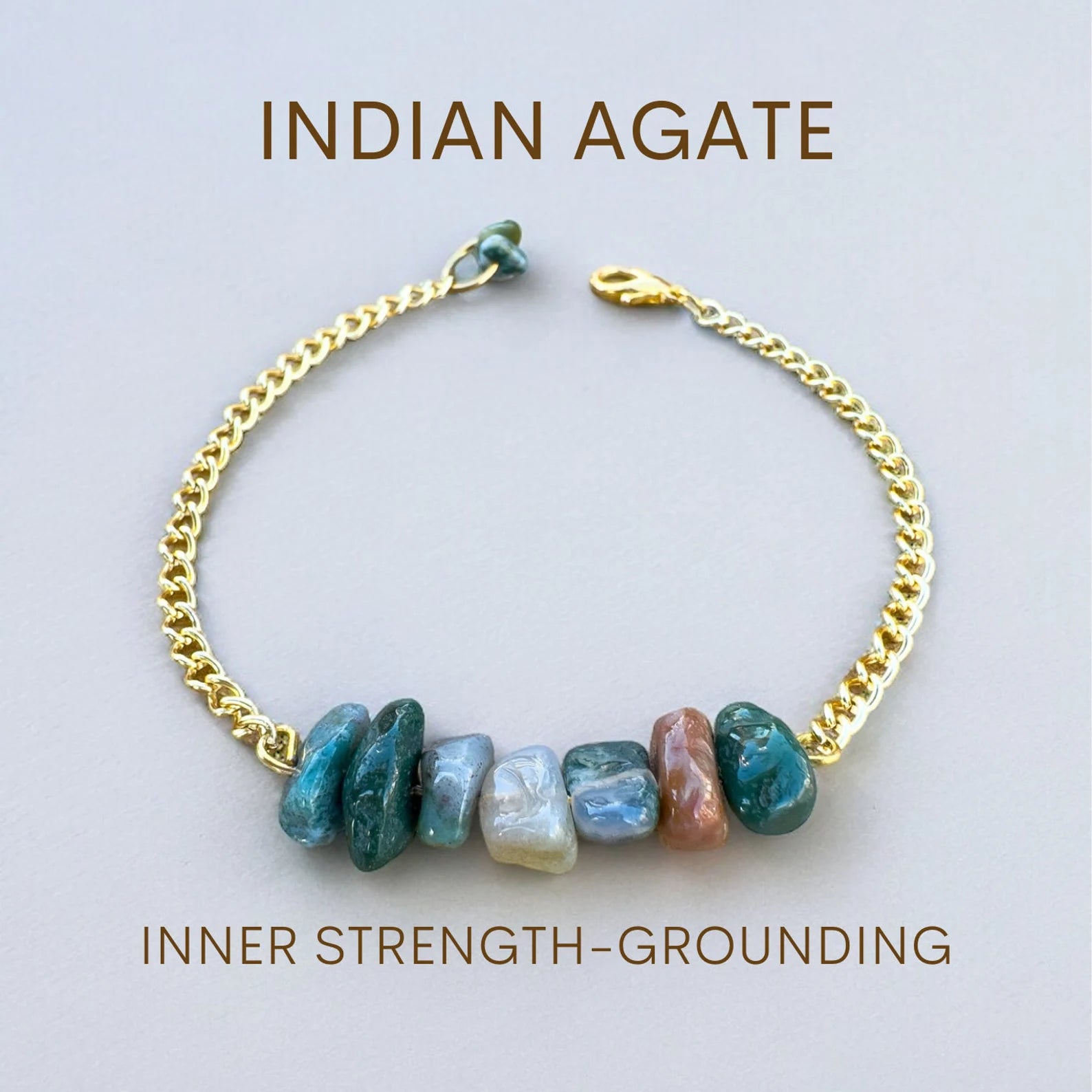 Handmade Indian Agate Bracelet gemstone bracelet LUNARITY GARAGE Gold Bold  