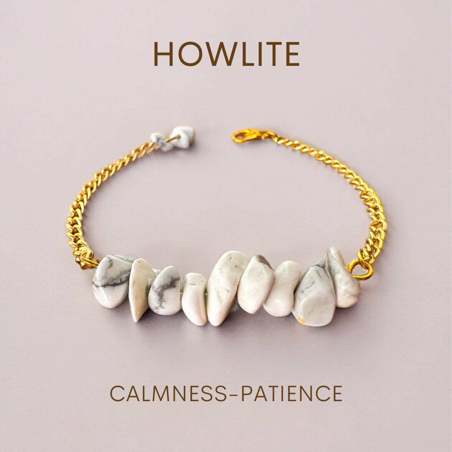 Handmade Howlite Bracelet gemstone bracelet LUNARITY GARAGE Gold Bold