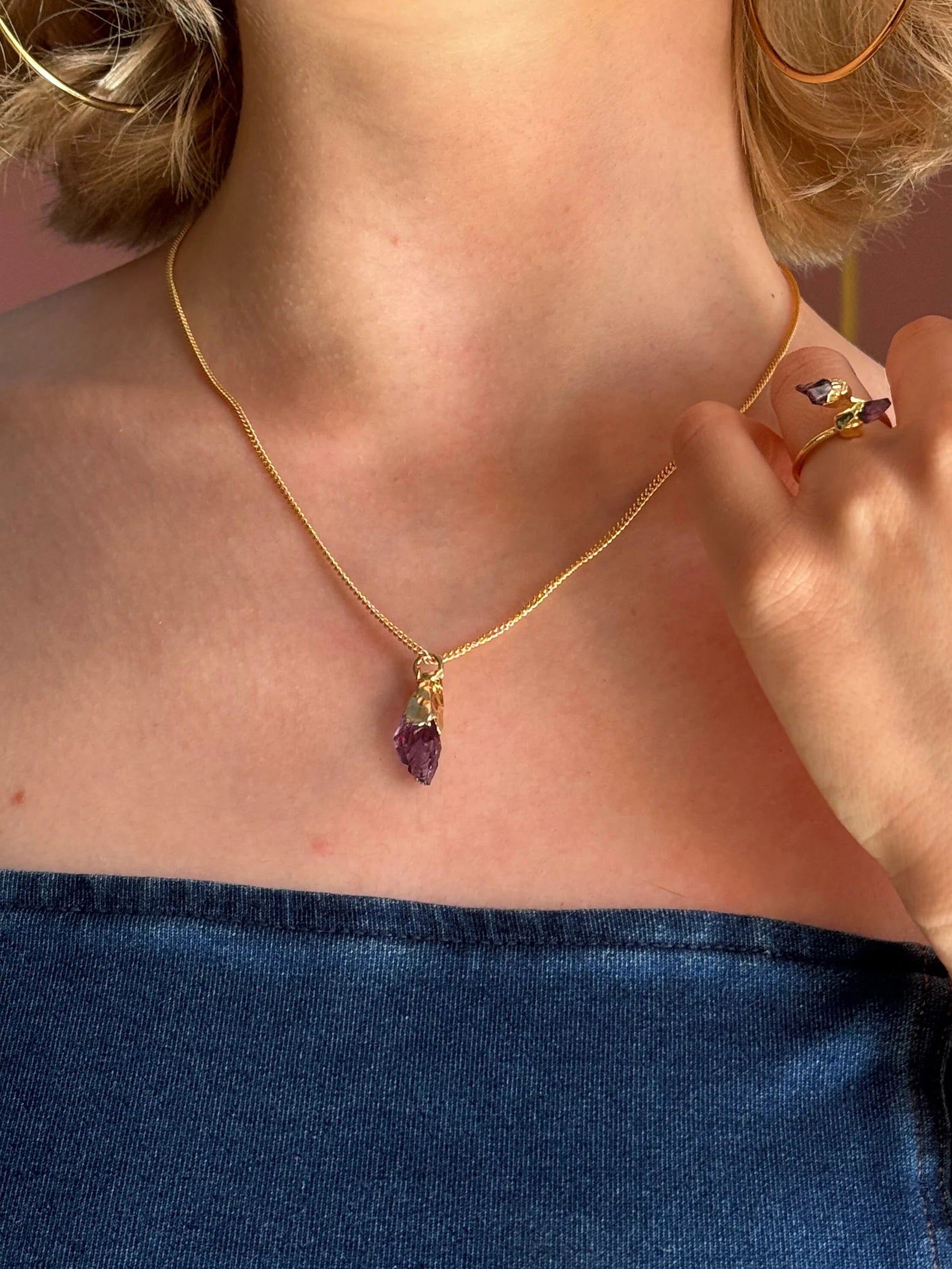 Minimalist Raw Amethyst Necklace necklaces LUNARITY GARAGE