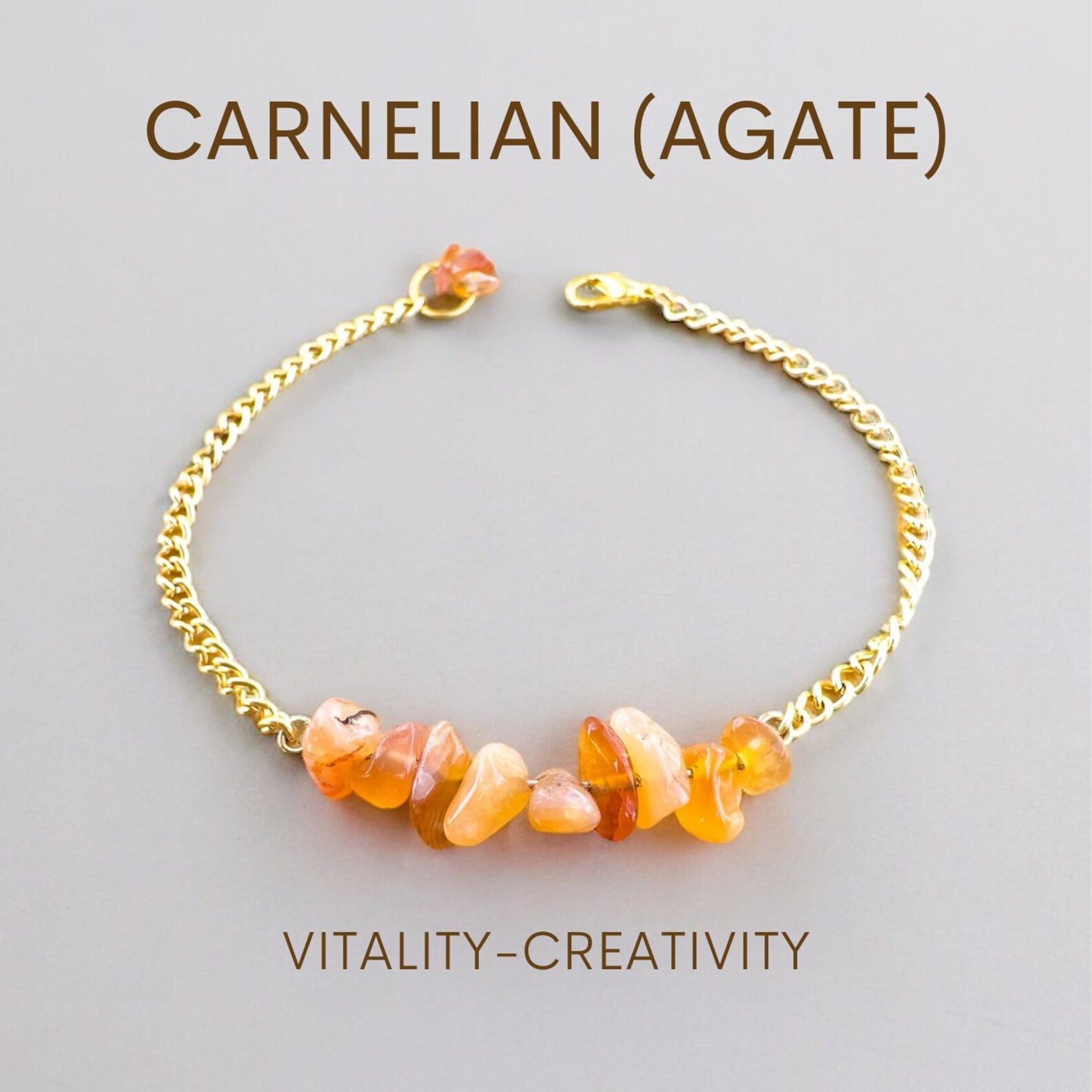 Handmade Carnelian Bracelet gemstone bracelet LUNARITY GARAGE Gold Bold  