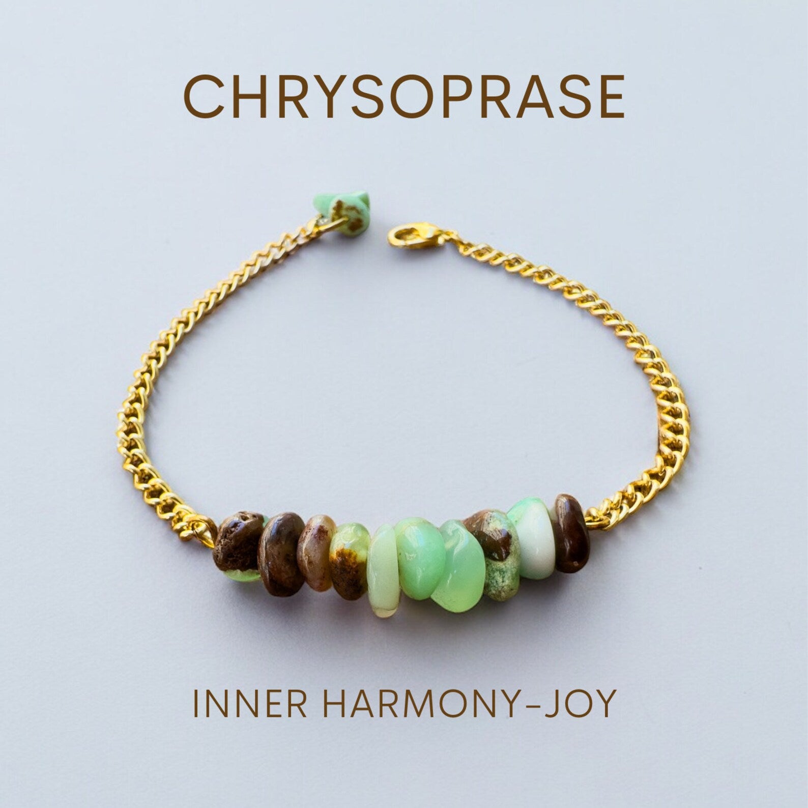 Handmade Chrysoprase Bracelet gemstone bracelet LUNARITY GARAGE Gold Bold