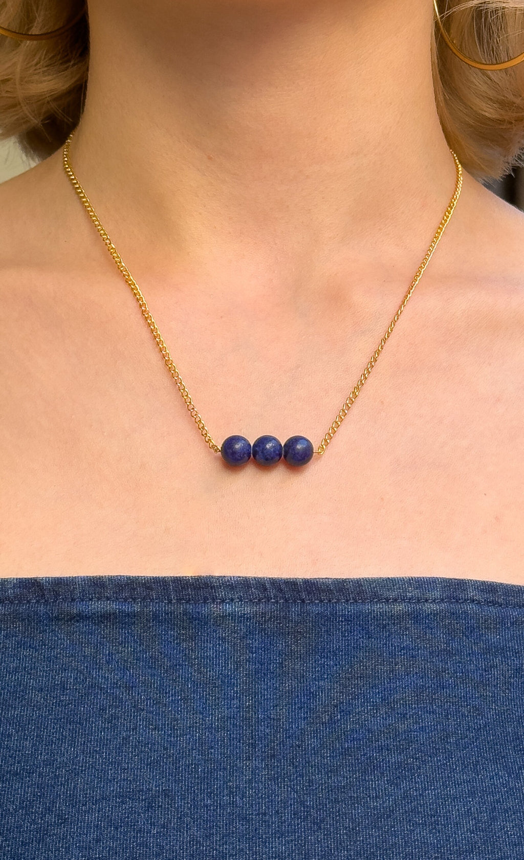 Lapis Lazuli Bar Necklace necklaces LUNARITY GARAGE 16 Inches  