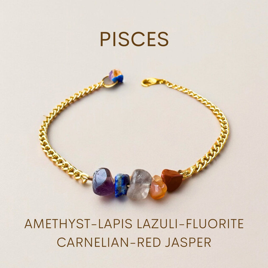 Pisces Zodiac Bracelet zodiac bracelets LUNARITY GARAGE Gold Bold  