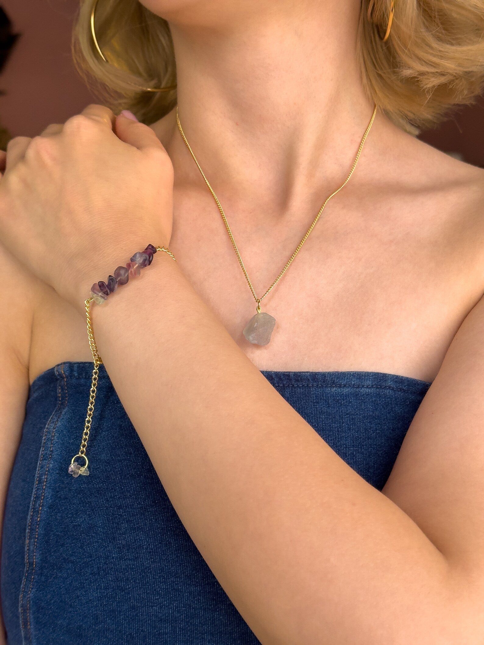 Raw Fluorite Minimalist Necklace necklaces LUNARITY GARAGE