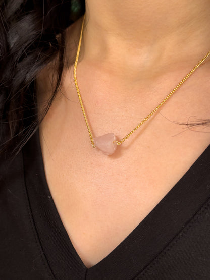 Raw Rose Quartz Necklace necklaces LUNARITY GARAGE   