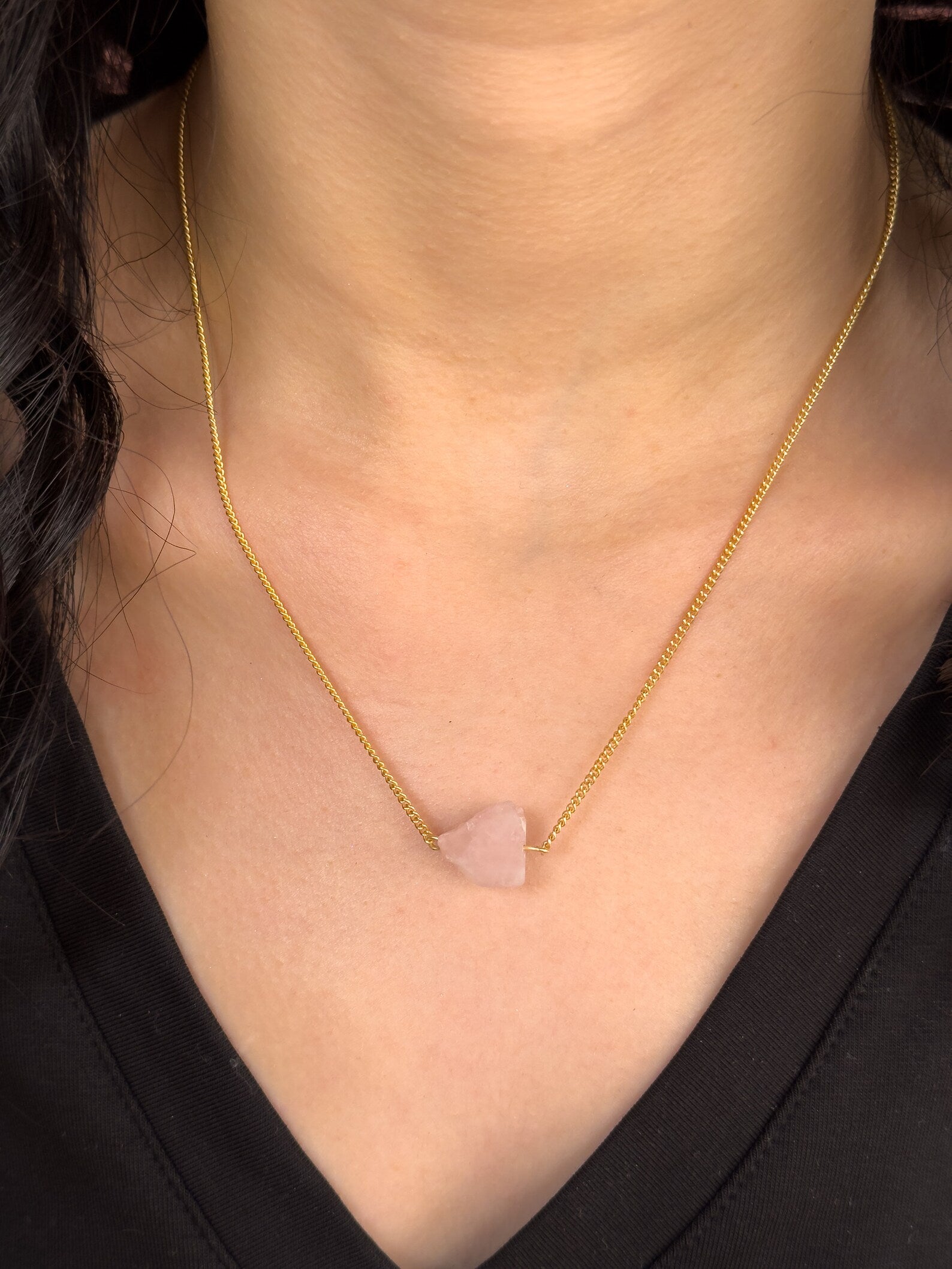 Raw Rose Quartz Necklace necklaces LUNARITY GARAGE