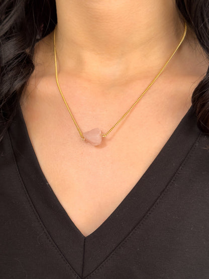 Raw Rose Quartz Necklace necklaces LUNARITY GARAGE   