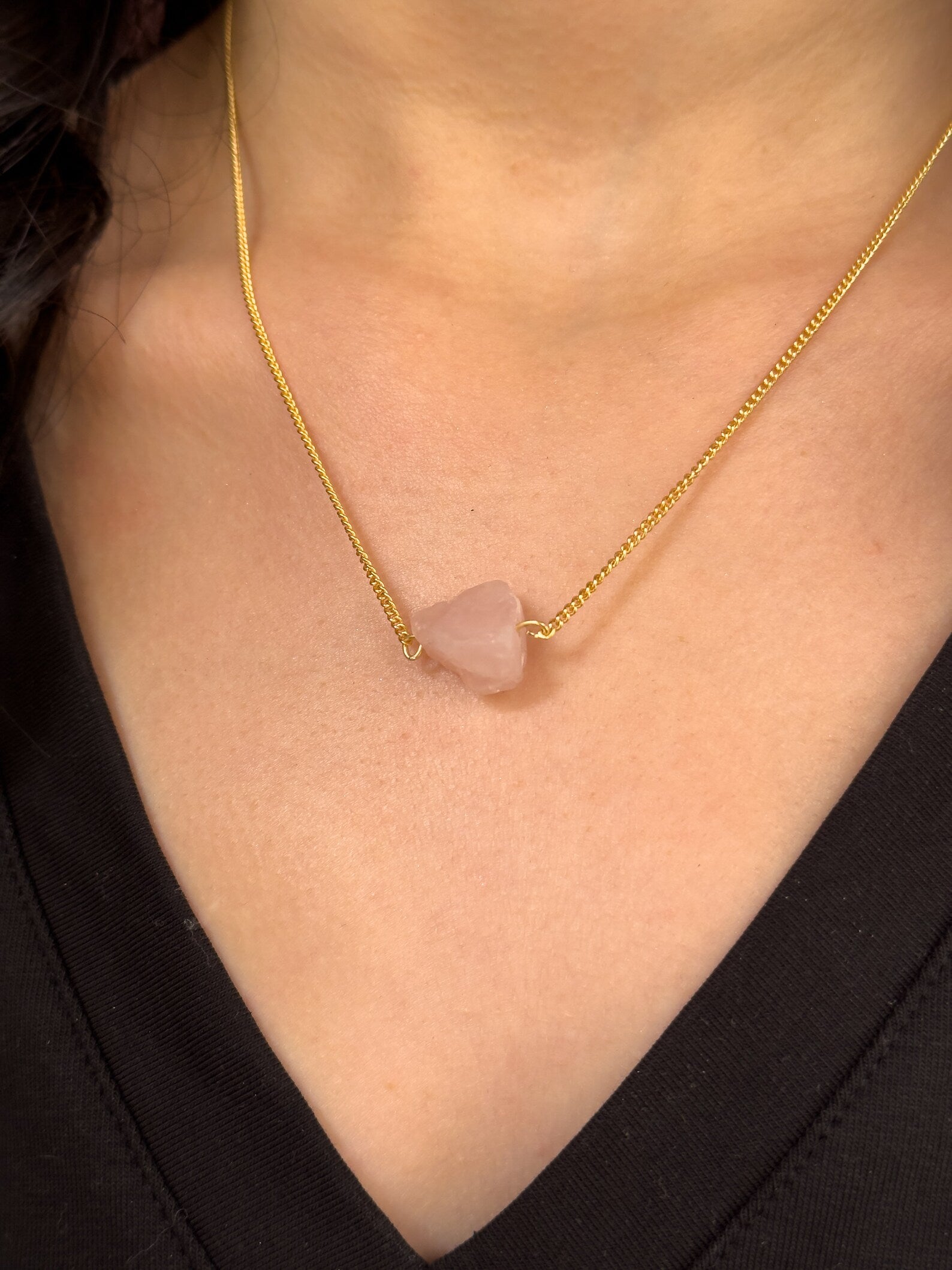 Raw Rose Quartz Necklace necklaces LUNARITY GARAGE   