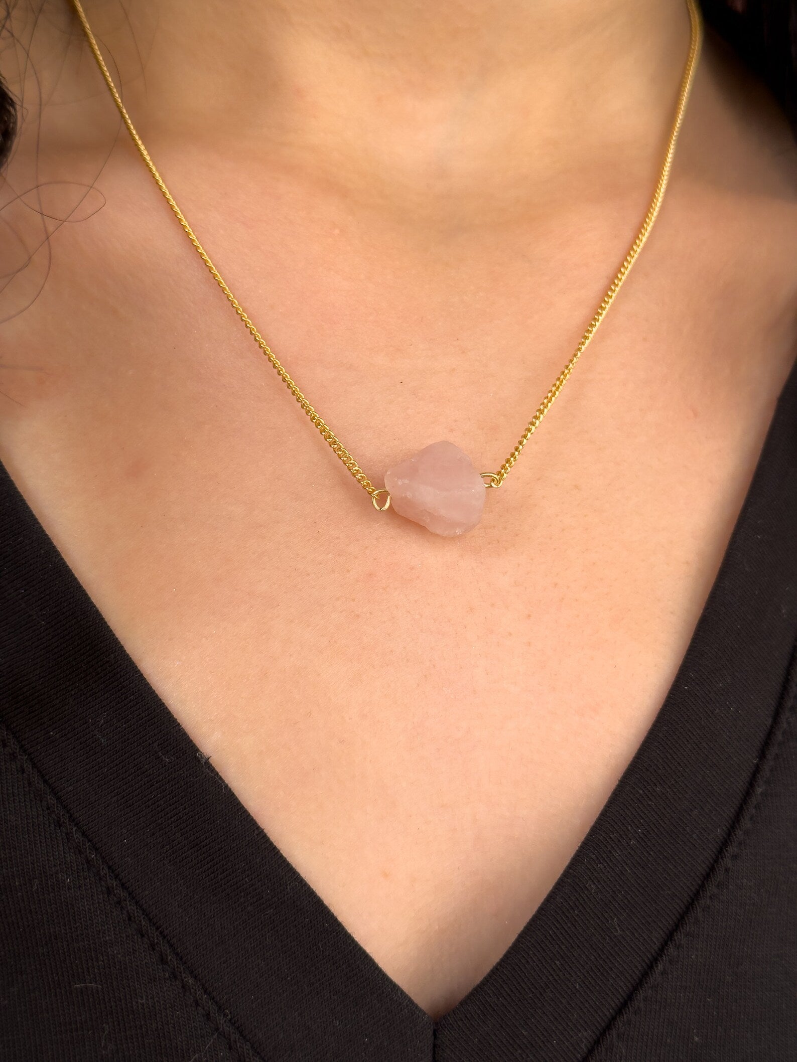 Raw Rose Quartz Necklace necklaces LUNARITY GARAGE