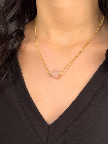 Raw Rose Quartz Necklace necklaces LUNARITY GARAGE   